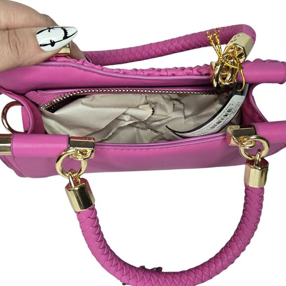 Bebe Erika Shopper Crossbody Bag in Fuchsia NWT Textured - Picture 3 of 4